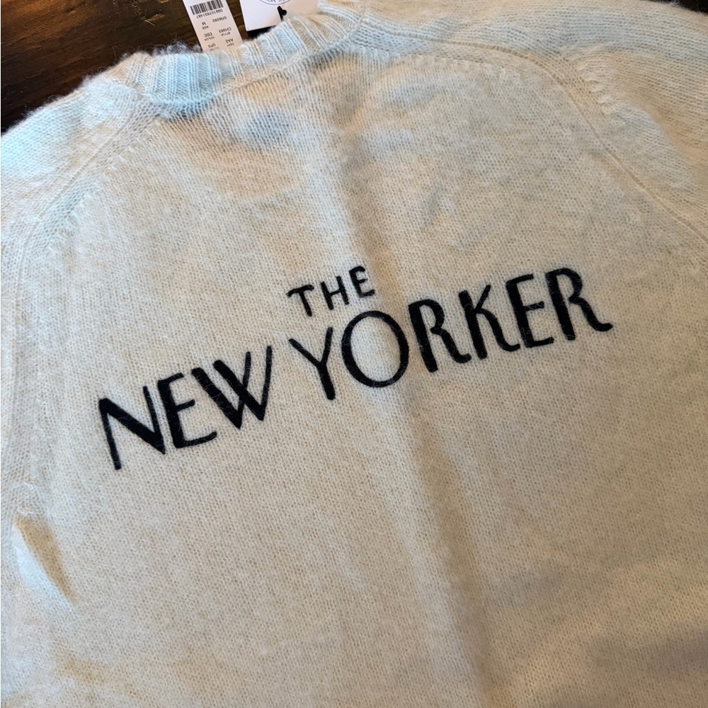 J. Crew Cream Crewneck Sweater with Navy 'The New Yorker' Logo
